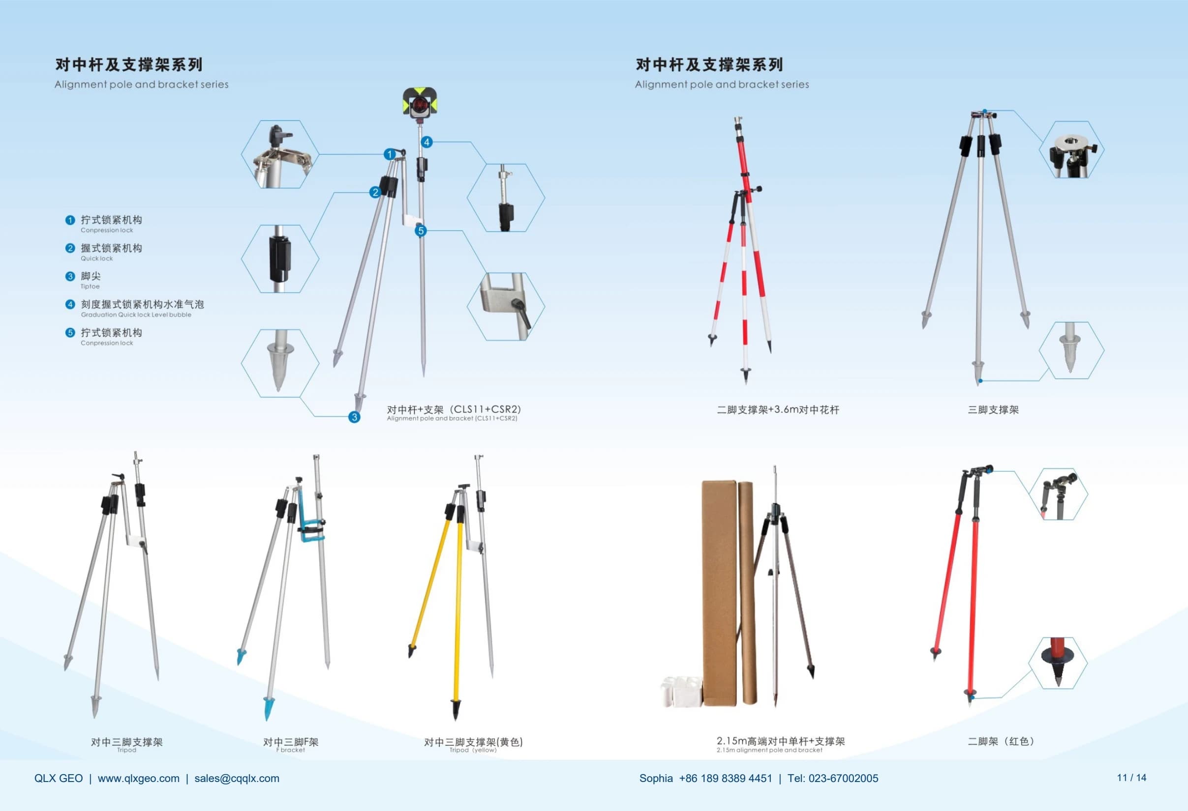 Página del catálogo 11: Prism-pole supports and bipods