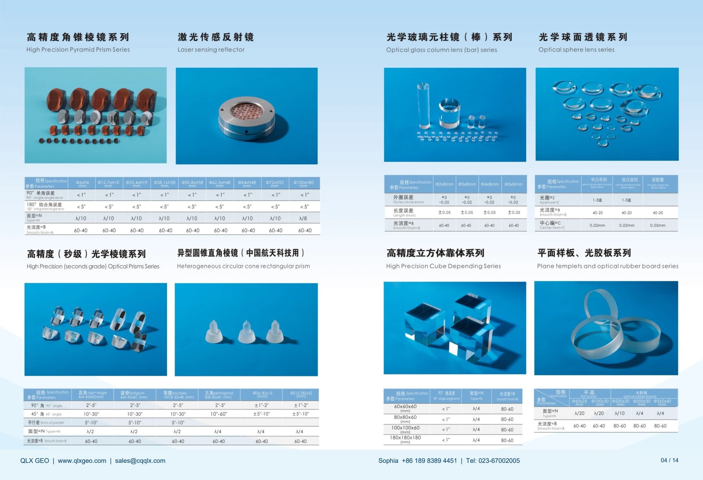 Catalog page 4: Optical flats and contact plates